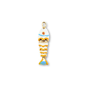 Brass TQ Metall Anh&auml;nger Fisch Gold-white-yellow-light blue