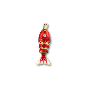 Eco-brass&reg; (nachaltiges Messing) Anh&auml;nger Fisch Gold-red-white
