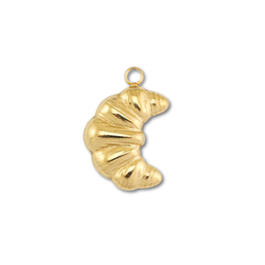 Stainless Steel - Rostfrei Stahl Anh&auml;nger Croissant Gold