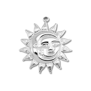 Stainless Steel - Rostfrei Stahl Anh&auml;nger Mond & Sonne Silver