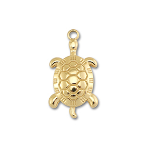 Stainless Steel - Rostfrei Stahl Anh&auml;nger Schildkr&ouml;te Gold