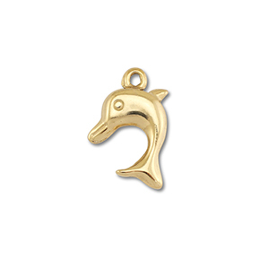 Stainless Steel - Rostfrei Stahl Anh&auml;nger Delfin Gold