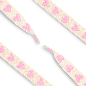 Trendy Schn&uuml;rsenkel mit Herzen Off white-pink
