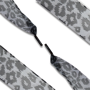 Trendy Schn&uuml;rsenkel Organza Leopard Grey-black