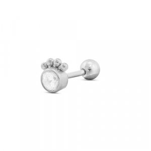 Ohrpiercing aus Stainless Steel - Rostfreiem Stahl Rund mit Kugeln Silver