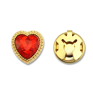 Eco-brass&reg; (nachaltiges Messing) Knopfabdeckung Herz Gold-red