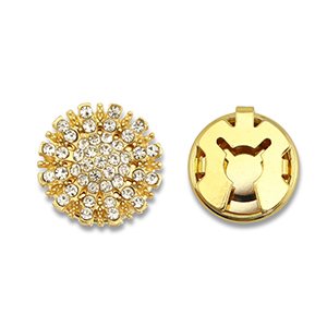 Eco-brass&reg; (nachaltiges Messing) Knopfabdeckung Zirkonia Sonne Gold-crystal