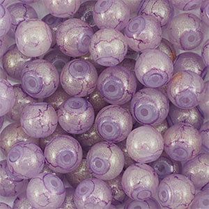 8 mm Glasperlen mit Glitzer Purple-gold