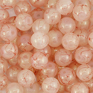 8 mm Glasperlen mit Glitzer Dusty pink-gold