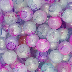 6 mm Glasperlen mit Glitzer Multicolour purple-gold