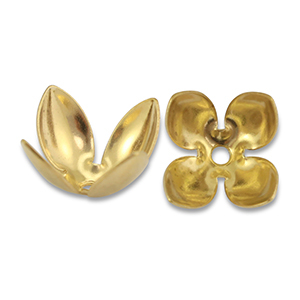 Stainless Steel - Rostfrei Stahl Schmuckzubeh&ouml;r Perlenkappe Blume Gold