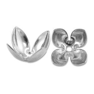 Stainless Steel - Rostfrei Stahl Schmuckzubeh&ouml;r Perlenkappe Blume Silver