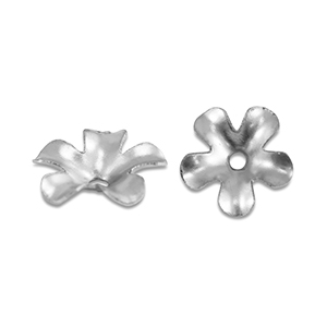 Stainless Steel - Rostfrei Stahl Schmuckzubeh&ouml;r Perlenkappe Blume Silver