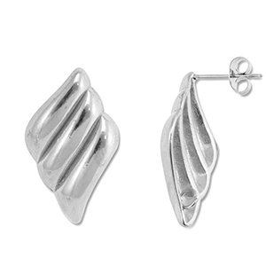 Stainless Steel - Rostfrei Stahl Schmuckzubeh&ouml;r Ohrringe / Ohrstecker Fl&uuml;gel mit &Ouml;se Silver