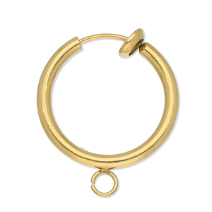 Stainless Steel - Rostfrei Stahl Schmuckzubeh&ouml;r Clip-Creolen mit &Ouml;se 18mm Gold
