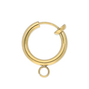 Stainless Steel - Rostfrei Stahl Schmuckzubeh&ouml;r Clip-Creolen mit &Ouml;se 14mm Gold