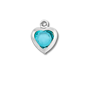 Stainless Steel - Rostfrei Stahl Anh&auml;nger Herz Silver-aquamarine blue