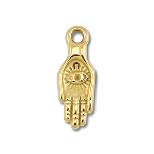 Stainless Steel - Rostfrei Stahl Anh&auml;nger Hand mit Auge Gold