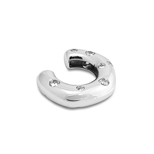 Ohrringe aus Stainless Steel - Rostfreiem Stahl Ear Cuff mit Zirkonia Silver-crystal