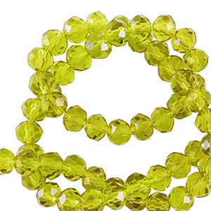 Top Glas Facett Perlen 3x2mm rondellen Dark lime green
