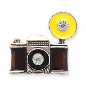 Broschen Fotokamera Light champagne-brown-yellow-transparent