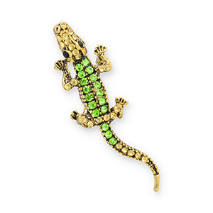 Broschen Krokodil Gold-green-black