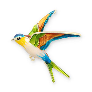 Broschen Schwalbe Gold-green-orange-blue