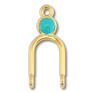 Metall Anh&auml;nger DQ Zwischenst&uuml;ck Gold (Nickelfrei)-turquoise blue