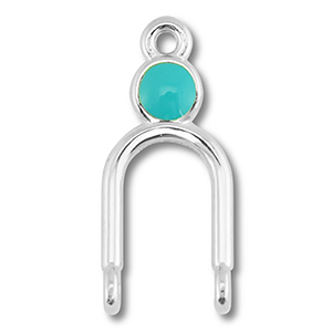 Metall Anh&auml;nger DQ Zwischenst&uuml;ck Antik silber (Nickelfrei)-turquoise blue