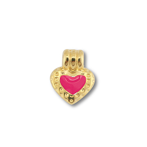 Metall Anh&auml;nger DQ Herz Gold (Nickelfrei)-magenta