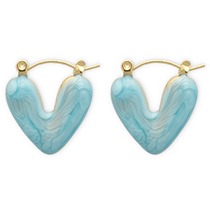 Ohrringe aus Stainless Steel - Rostfreiem Stahl Creolen Herz Gold-light blue