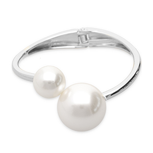 Metallarmb&auml;nder mit Imitation Perlen Silver-white