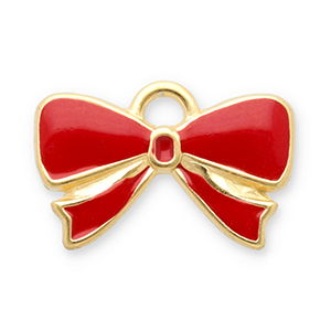 Stainless Steel - Rostfrei Stahl Anh&auml;nger Schleife Gold-red