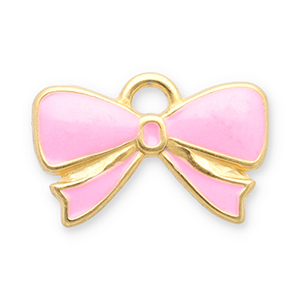 Stainless Steel - Rostfrei Stahl Anh&auml;nger Schleife Gold-pink