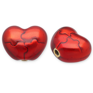 Stainless Steel - Rostfrei Stahl Perlen Herz Gold-red