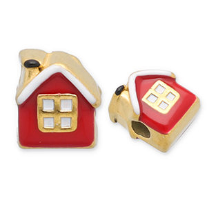 Stainless Steel - Rostfrei Stahl Perlen Haus Gold-red-white