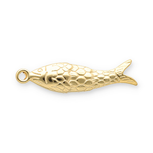 Stainless Steel - Rostfrei Stahl Anh&auml;nger Fisch Gold