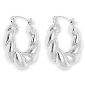 Ohrringe aus Stainless Steel - Rostfreiem Stahl Creolen Twisted Silver