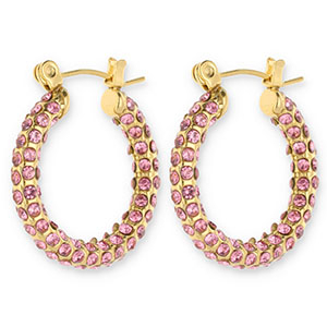 Ohrringe aus Stainless Steel - Rostfreiem Stahl Creolen mit Strass Gold-pink