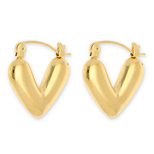 Ohrringe aus Stainless Steel - Rostfreiem Stahl Creolen Herz Gold