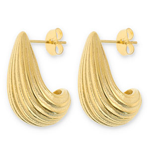 Ohrringe aus Stainless Steel - Rostfreiem Stahl Ohrstecker Tropfenform Gold