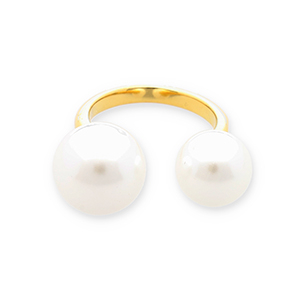 Ringe aus Stainless Steel - Rostfreiem Stahl Perlen Gold-white