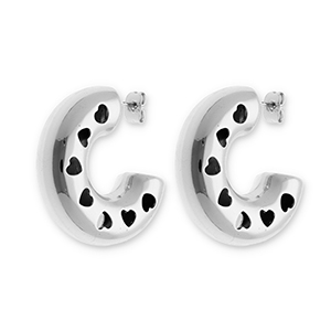 Ohrringe aus Stainless Steel - Rostfreiem Stahl Ohrstecker mit Herzen Silver