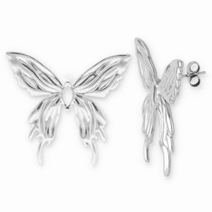 Ohrringe aus Stainless Steel - Rostfreiem Stahl Ohrstecker Schmetterling Silver