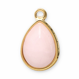 Stainless Steel - Rostfrei Stahl Anh&auml;nger Naturstein Tropfenform Gold-pink
