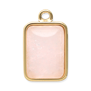 Stainless Steel - Rostfrei Stahl Anh&auml;nger Naturstein Rechteck Gold-pink