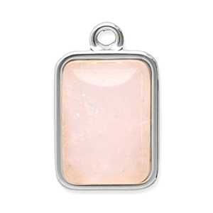Stainless Steel - Rostfrei Stahl Anh&auml;nger Naturstein Rechteck Silver-pink