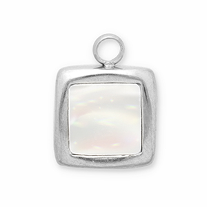 Stainless Steel - Rostfrei Stahl Anh&auml;nger Muschel Viereck Silver-white