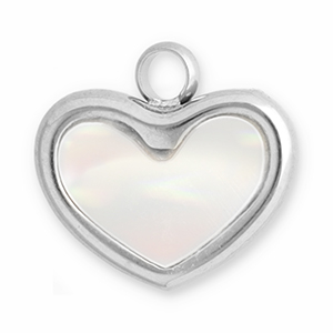 Stainless Steel - Rostfrei Stahl Anh&auml;nger Muschel Herz Silver-white