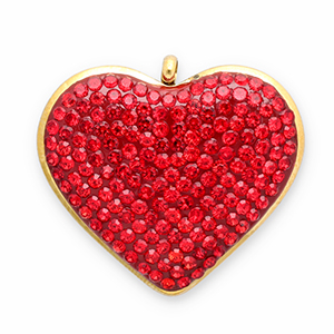 Stainless Steel - Rostfrei Stahl Anh&auml;nger Herz Gold-red